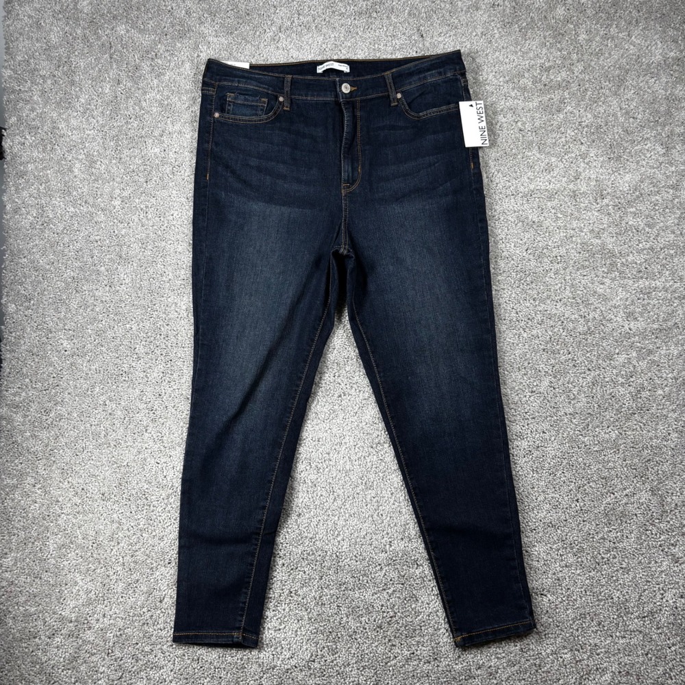 Nine West Super Skinny High Rise Jeans Grand Army Dark Wash 16S WW13D602RWS